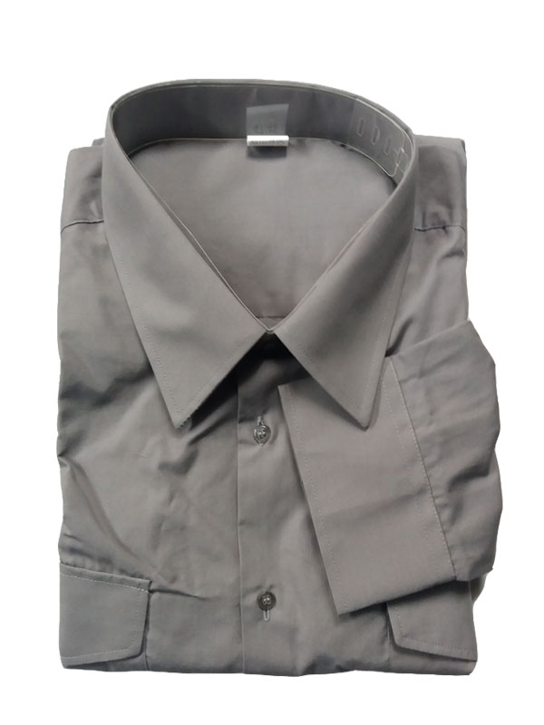 Camisa gris manga larga popelín 65% pol. - 35% alg.