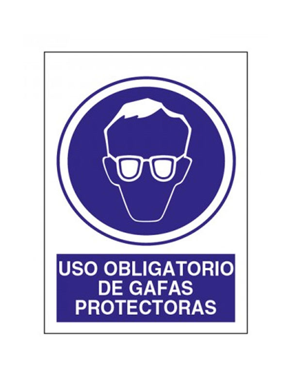 Señal uso obligatorio de gafas protectoras ref. orr 62 de 230x340
