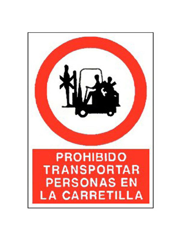 Señal prohibido transportar personas en carretilla ref. prr 555